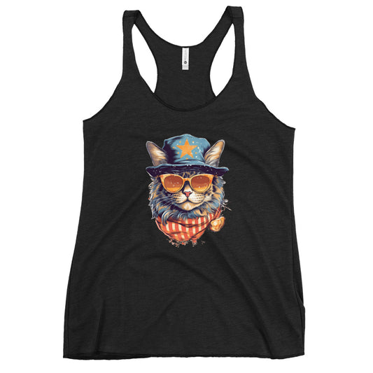 Women's Racerback Tank X USA Cowboy Persian Cat